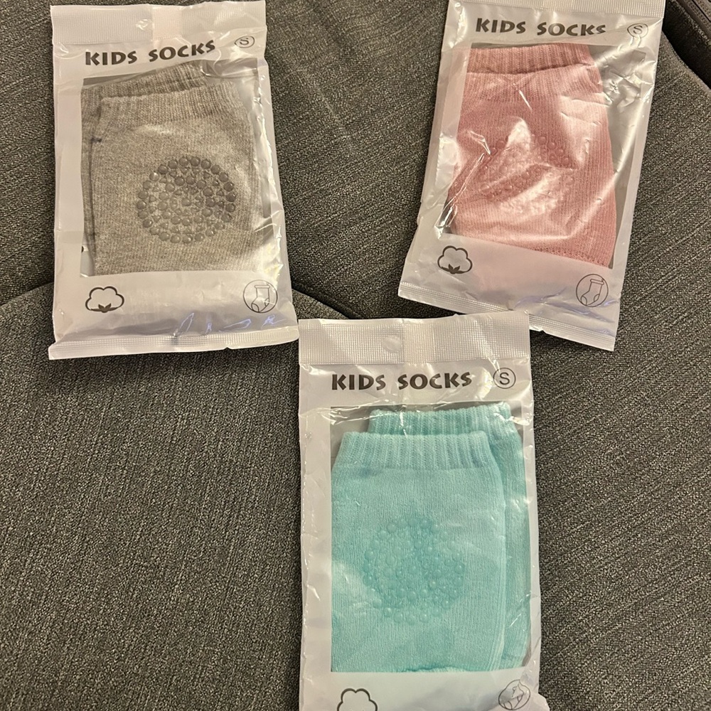 Crawling Socks Set for baby  - Gray, Pink, and Blue size small